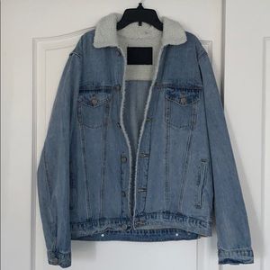 Fur collar jean jacket